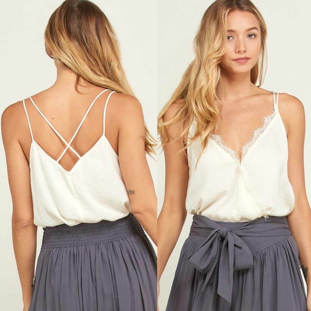 LAST 1! * Lace-Trim Camisole w/ wrap front - Picture 2 of 8